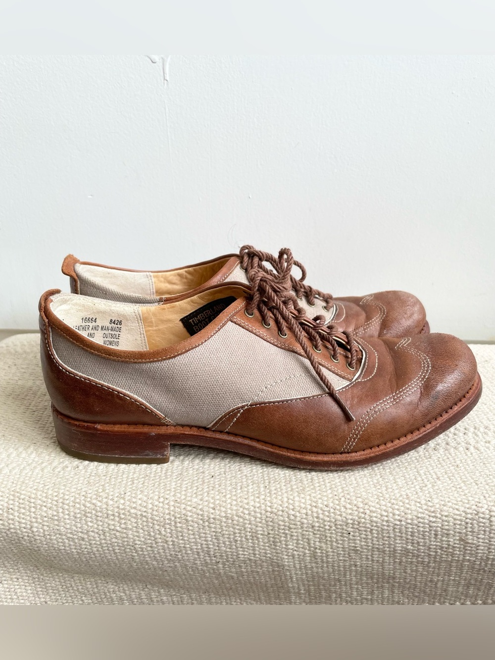 Vintage Timberland Womens Leather And Canvas Oxford Shoes spectator shoes 8